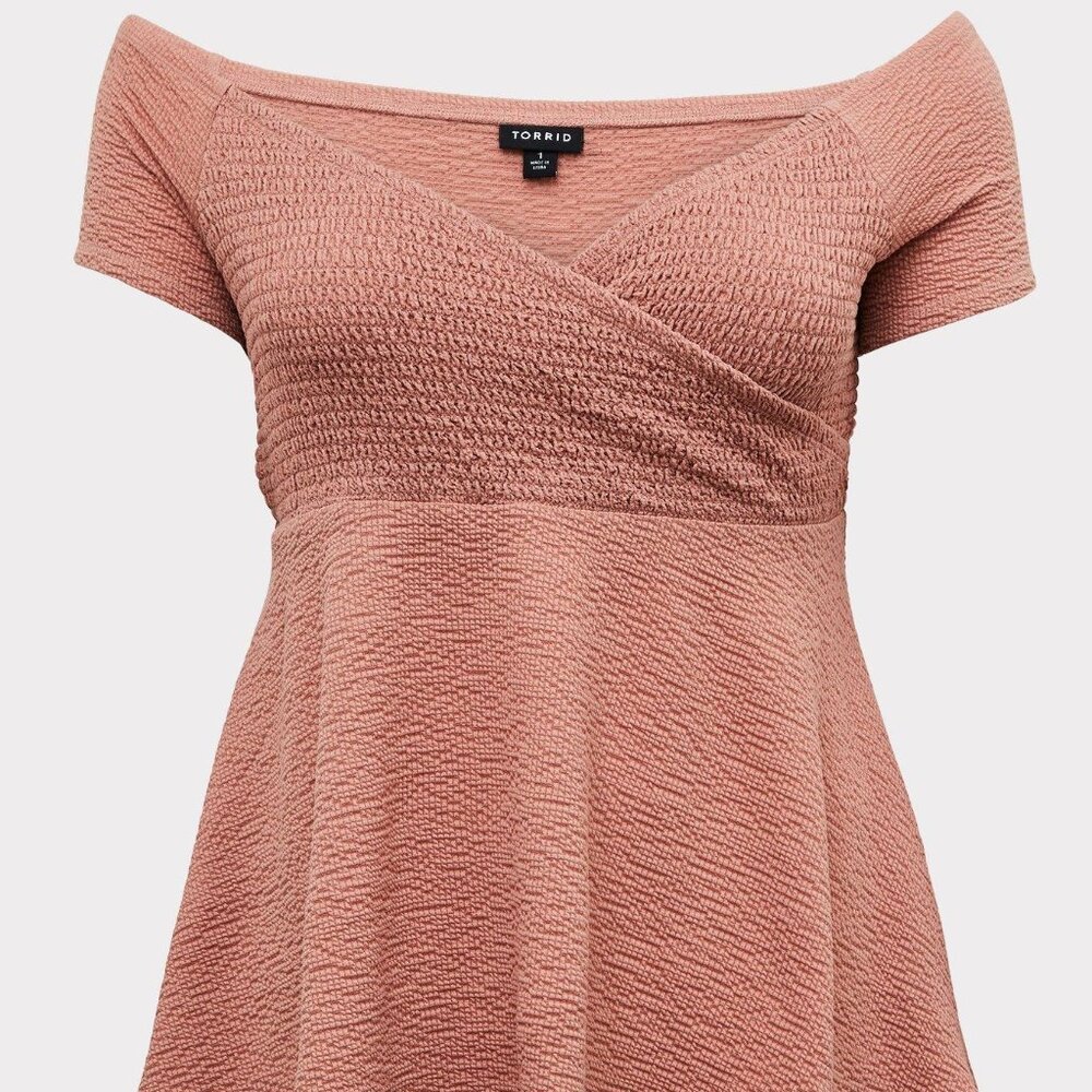 Torrid Textured Knit Off-Shoulder Babydoll Top